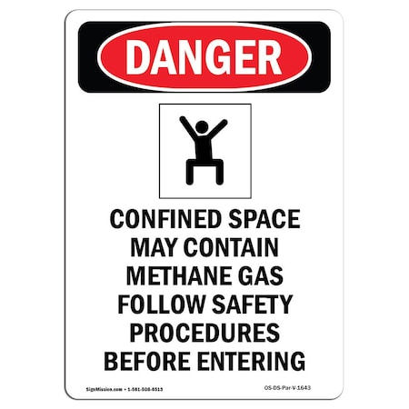 Signmission OSHA Danger Sign, Confined Space May, 24in X 18in Rigid Plastic, 18" W, 24" H, Portrait OS-DS-P-1824-V-1643
